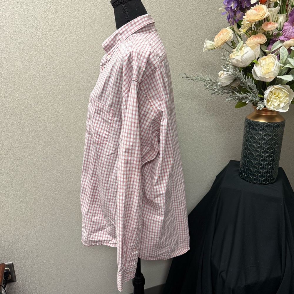 IZOD Red White Gingham Check Button Down Shirt XL 100% Cotton Classic Prep - Picture 3 of 8